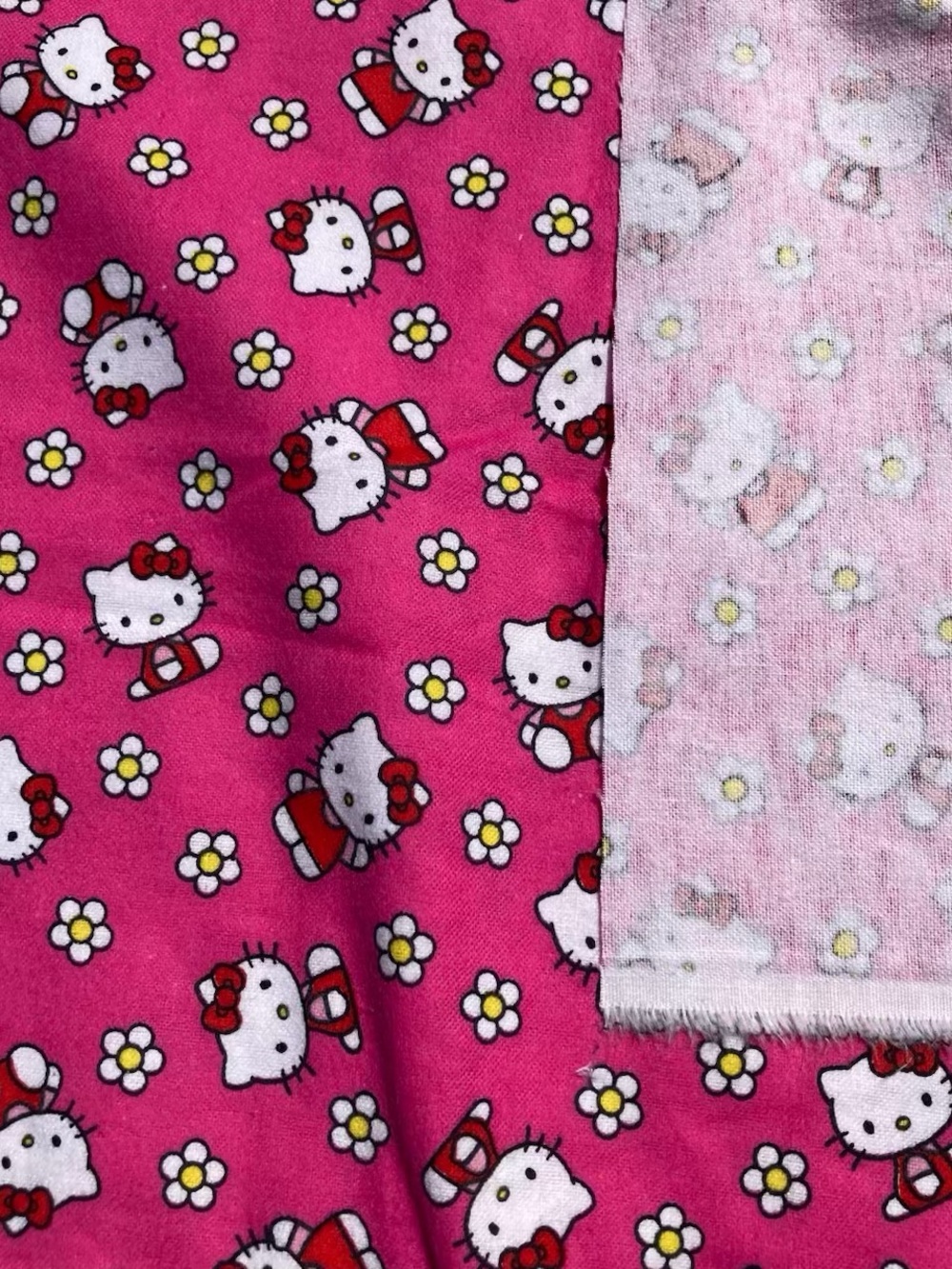 Sanrio Hello Kitty Flower Toss Flannel Fabric Pink 1 And 7/8 Yrd By 42”